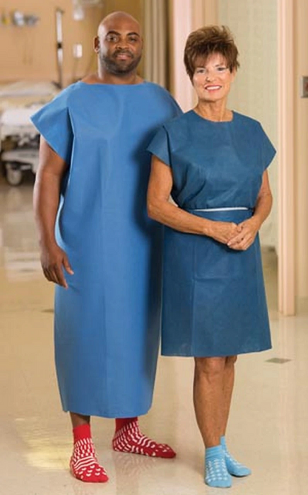Encompass / TechStyles Nonwoven Patient Gowns - Patient Gowns, True Blue, Nonwoven, Size L - 45418-001
