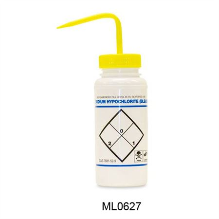 Leak-Proof Wash Bottles Sodium Hypochlorite