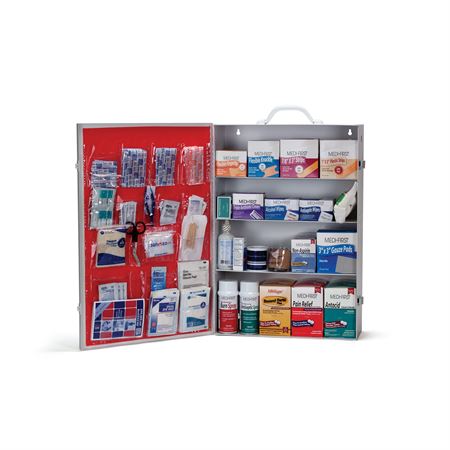 Stainless Steel First Aid Cabinet 4 Shelf - Empty - 15.125"W x 5.125"D x 21.125"H