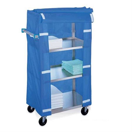 Linen Cart with Cover 22.25"W x 51.375"L x 45.5"H - 5" casters (2 fixed, 2 swivel)