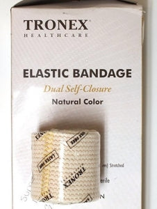 Tronex Elastic Bandage with Clip Closure - Clipped-Closure Bandage, Beige, 4" x 5 yd. - EBC2042N