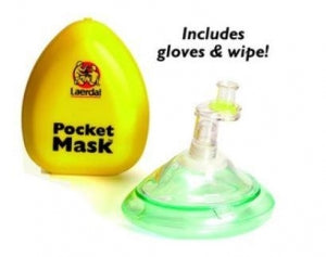 Laerdal CPR Mask with Accessories - MASK, CPR, HARD CASE, 1-WAY VALVE, GLVS, WIPE - 485-82001133