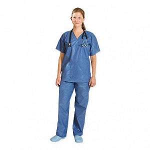 Encompass Group Super-Soft Evolution V-Neck Scrub Tops - Single-Pock Super Soft V-Neck Scrub Top, Blue, Size 2XL - 9655