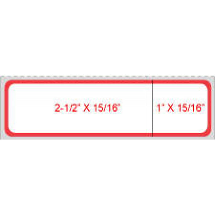 Label Cpsi Direct Thermal Paper Permanent 3" Core 3 1/2" X 15/16" White With Red 5000 Per Roll
