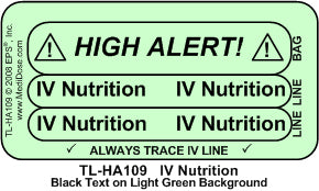 EPS Line Tracing Labels - LABEL, LINE, TRACING, IV, NUTRITION - TL-HA109