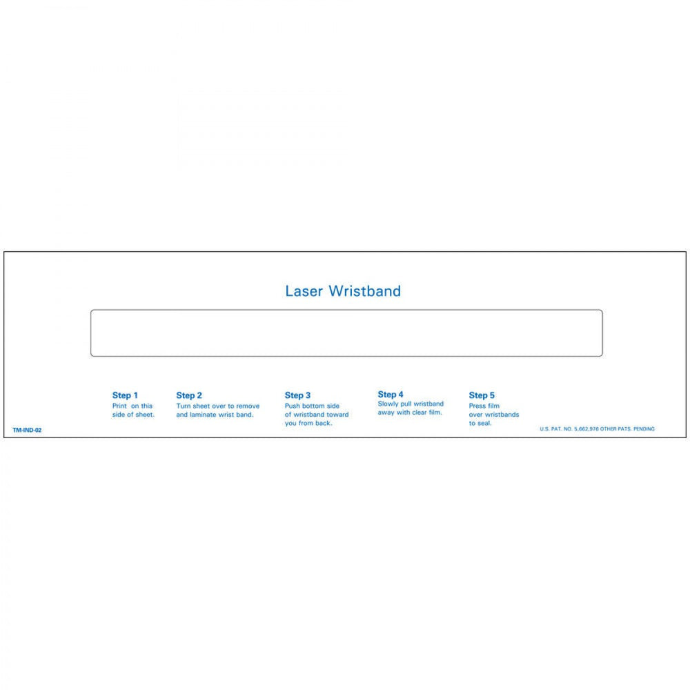 Laser Wristband Adhesive Closure 500 Sheets/Box