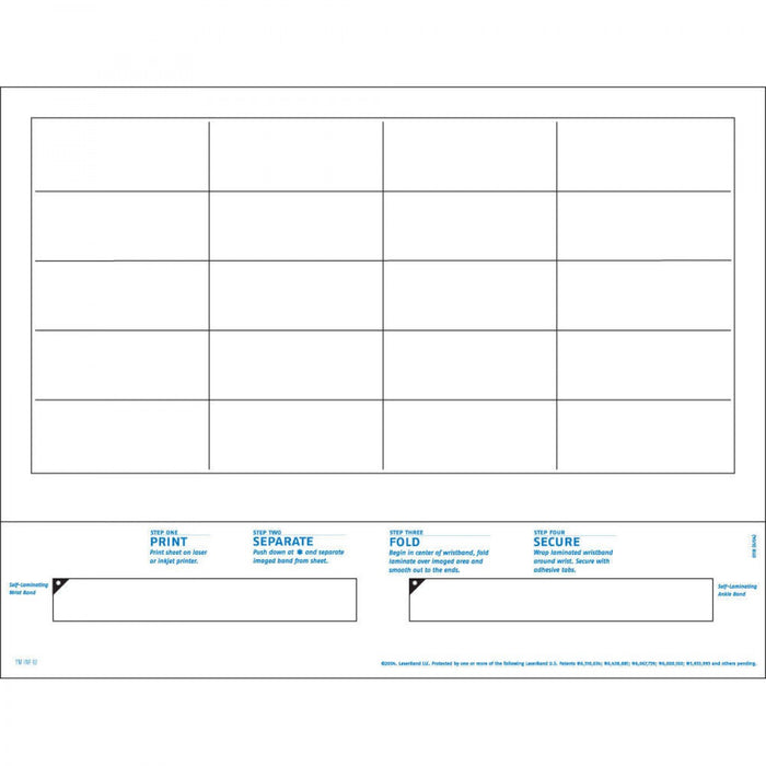 Laser Wristband Paper Laminate Fold-Over X4 Infant White - 1000 Per Box