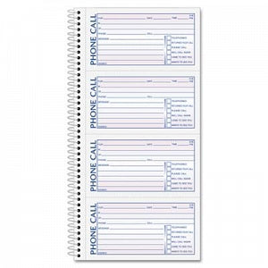Tops Business Forms Spiral Bound Message Books - 2-Part Carbonless Spiral Bound Message Book, 4 Messages / Page, 200/Book, Message Size 5" x 2-3/4" - 4002
