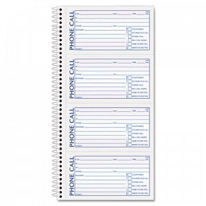 Tops Business Forms Spiral Bound Message Books - 2-Part Carbonless Spiral Bound Message Book, 4 Messages / Page, 400/Book, Message Size 5" x 2-3/4" - 4003