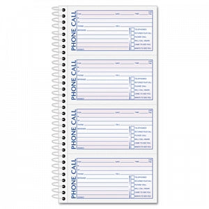 Tops Business Forms Spiral Bound Message Books - 2-Part Carbonless Spiral Bound Message Book, 4 Messages / Page, 600/Book, Message Size 5" x 2-3/4" - 4008