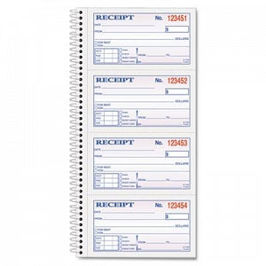 Tops Business Forms Money and Rent Receipt Spiral Book - Money and Rent Receipt Spiral Book - 4161