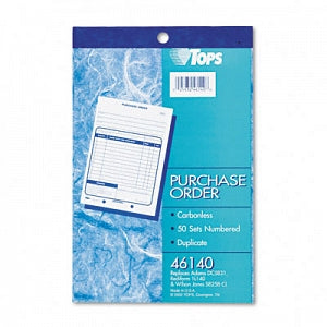 Tops Business Forms Purchase Order Books - 2-Part Carbonless Purchase Order Book, 5-9/16" x 8-7/16" - 46140