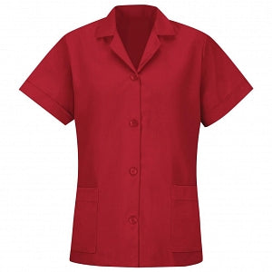 Vf Workwear-Div / Vf Imagewear (W) Ladies' Loose Fit Button Smock - Women's Loose Fit Button Short Sleeve Smock, TP23, Red, Size 3XL - TP23RD3XL