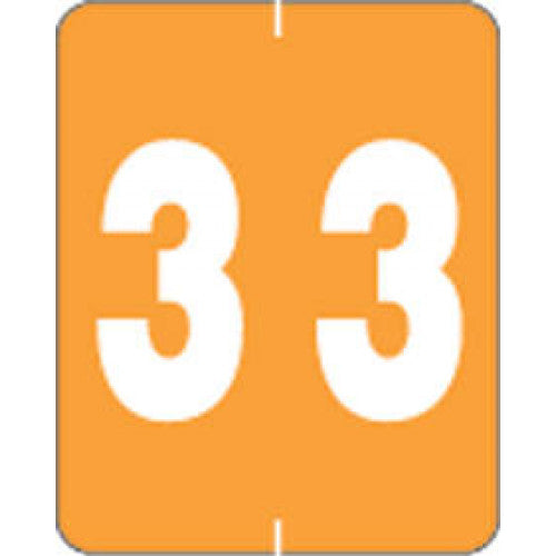 PDC Healthcare AMES Compatible Numeric Labels - Mylar-Coated Ames-Compatible Color-Code Label, Numeric "3," 1-1/2" x 1-7/8", Orange - SDA-3