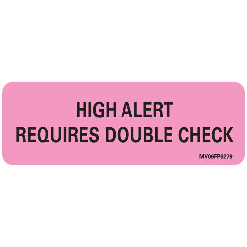 PDC Healthcare Allergies Labels - Removable Chart Label, Preprinted "High Alert," Florescent Pink - MV06FP6279