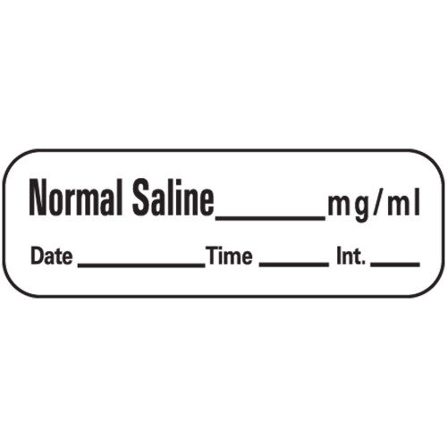 PDC Healthcare Anesthesia Labels & Tapes Normal Saline Label, White