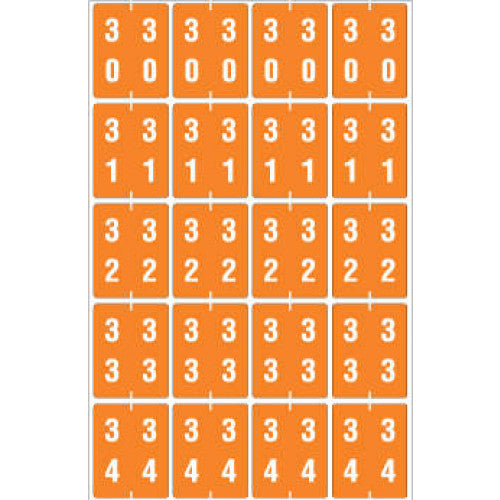 PDC Healthcare Ames Compatible Color-Coded Labels - Ames Compatible Color-Coded "30-34" Label, 1.5" x 1.875", Orange, 20/Set - SDD30-34