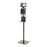 TouchFREE Chrome Dispenser with Biocote Floor Stand with Sign for TouchFREE Dispenser