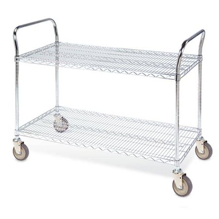 Two-Shelf Wire Utility Cart 48"L x 18"W x 39"H