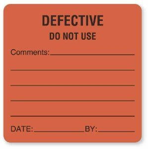 United Ad Label Co Defective Do Not Use Labels -