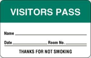 United Ad Label Co Visitor Pass Labels - "Visitor Pass" Label, Green, 500/Roll - BR203