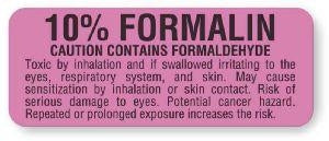 United Ad Label Co Caution: 10% Formalin - 10% Formalin Caution Label, Fluorescent Pink - CL242