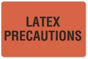 United Ad Label Co Latex Precaution Labels - "Latex Precaution" Label 4" x 2-5/8", 240/Roll - HN070