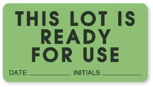 United Ad Label Co This Lot is Ready for Use - "This Lot is Ready for Use" Label, Light Green - LR143