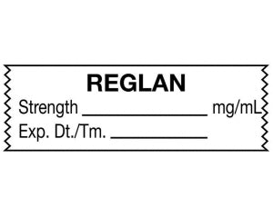 United Ad Label Anesthesia Tapes - Anesthesia Tape Labels, 1-1/2" x 1/2", Reglan, White, 500"/Roll - TA104