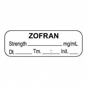 United Ad Label Co Anesthesia Labels - Zofran Label, mg / mL, 1-1/2" x 1/2", White, 1000/Roll - ULAL057-D