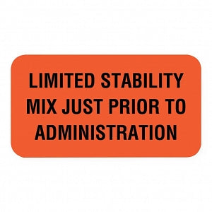United Ad Label IV Communication Labels - Limited Stability Mix Just Prior to Administration Labels, Fluorescent Red, 1-5/8" x 7/8" - ULFP276