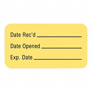 United Ad Label Company Quality Control Labels - "Date Received, Date Opened" Label, Yellow, 1-5/8" x 7/8", 560/Roll - ULLR238