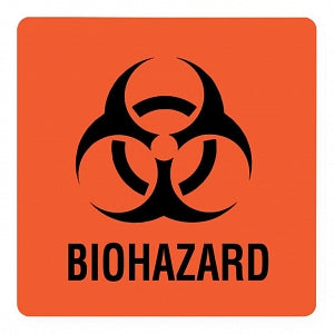 United Ad Label Hazard Warning Labels - Biohazard Warning Label, Fluorescent Red, 6" x 6", 10/Pk - ULPC466