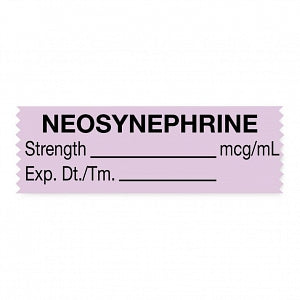United Ad Label Anesthesia Tapes - Anesthesia Tape Labels, 1-1/2" x 1/2", NEOSYNEPHRINE with mcg / mL and Date / Time, Purple, 500"/Roll - ULTJ086