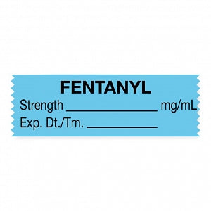 United Ad Label Anesthesia Tapes - Anesthesia Tape Labels, 1-1/2" x 1/2", FENTANYL with mg / mL and Date / Time, Blue, 500"/Roll - ULTJ7611