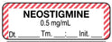 Medical Use Labels - Anesthesia Label, NEOSTIGMINE 0.5 mg/mL Date Time Initial, 1-1/2" x 1/2"