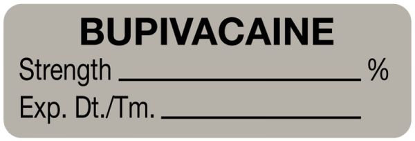 Medical Use Labels - Anesthesia Label, Bupivacaine %, 1-1/2" x 1/2"