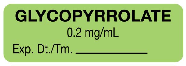 Medical Use Labels - Anesthesia Label, Glycopyrrolate 0.2 mg/mL, 1-1/2" x 1/2"