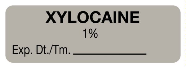 Medical Use Labels - Anesthesia Label, Xylocaine 1%, 1-1/2" x 1/2"