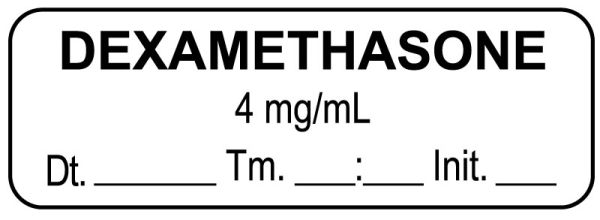 Medical Use Labels - Anesthesia Label, Dexamethasone 4 mg/mL Date Time Initial, 1-1/2" x 1/2"