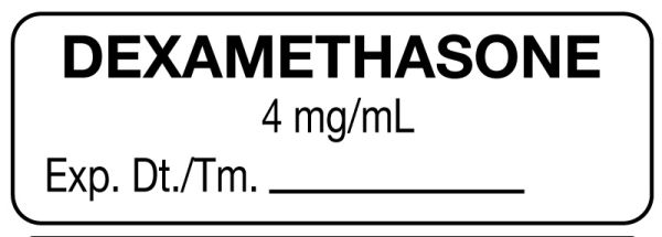 Medical Use Labels - Anesthesia Label, Dexamethasone 4 mg/mL, 1-1/2" x 1/2"