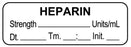 Medical Use Labels - Anesthesia Label, Heparin Units/mL DTI 1-1/2" x 1/2"