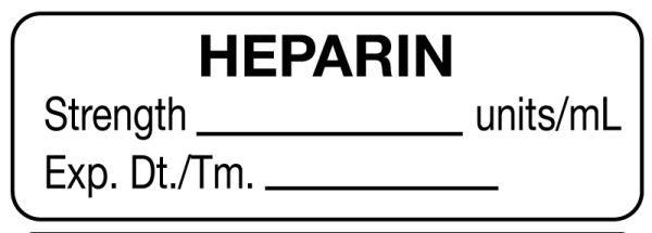 Medical Use Labels - Anesthesia Label, Heparin Units/mL, 1-1/2" x 1/2"