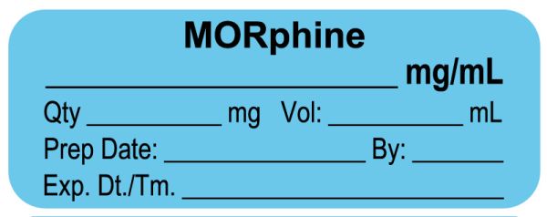 Medical Use Labels - Anesthesia Label, MORphine mg/mL, 2" x 3/4"