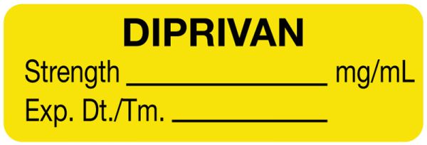 Medical Use Labels - Anesthesia Label, Diprivan mg/mL, 1-1/2