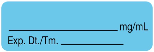 Medical Use Labels - Anesthesia Label, Blank mg/mL, 1-1/2" x 1/2"