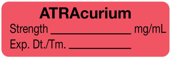 Medical Use Labels - Anesthesia Label, ATRAcurium mg/mL, 1-1/2" x 1/2"