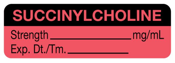 Medical Use Labels - Anesthesia Label, Succinylcholine mg/mL, 1-1/2" x 1/2"