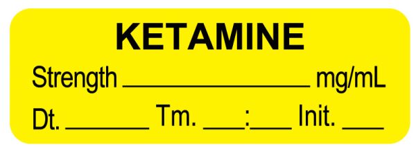 Medical Use Labels - Anesthesia Label, Ketamine, mg/mL DTI 1-1/2" x 1/2"