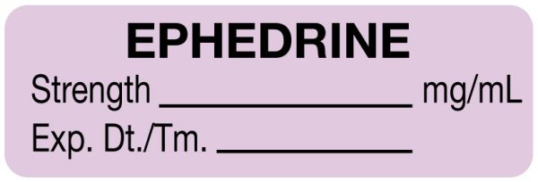 Medical Use Labels - Anesthesia Label, Ephedrine mg/mL, 1-1/2" x 1/2"